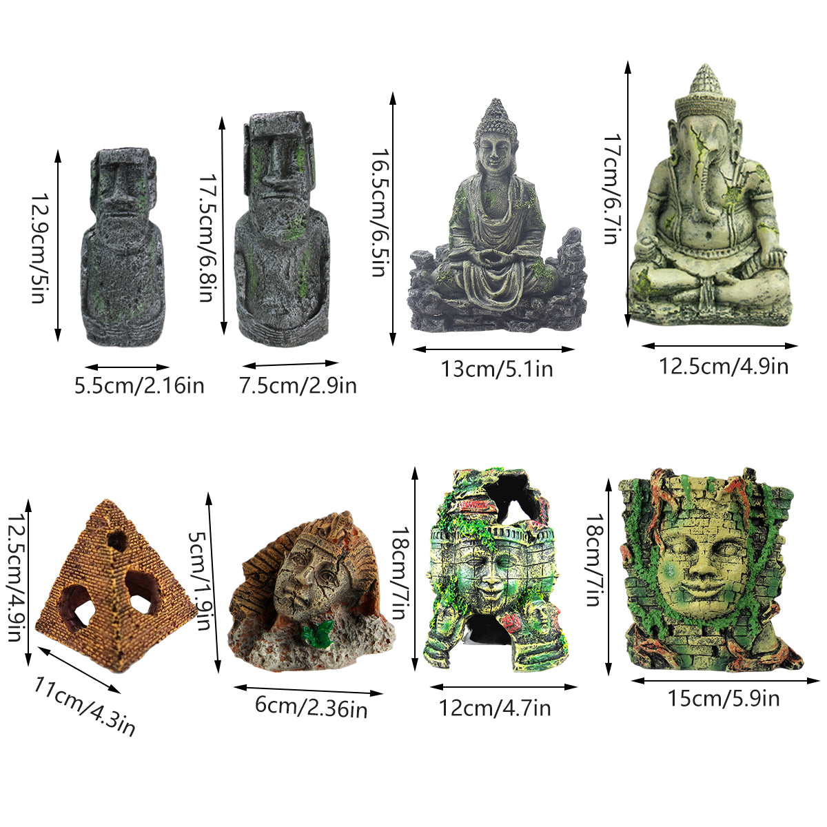 Ancient Easter Island Aquarium Ornament Resin Decoration Statue