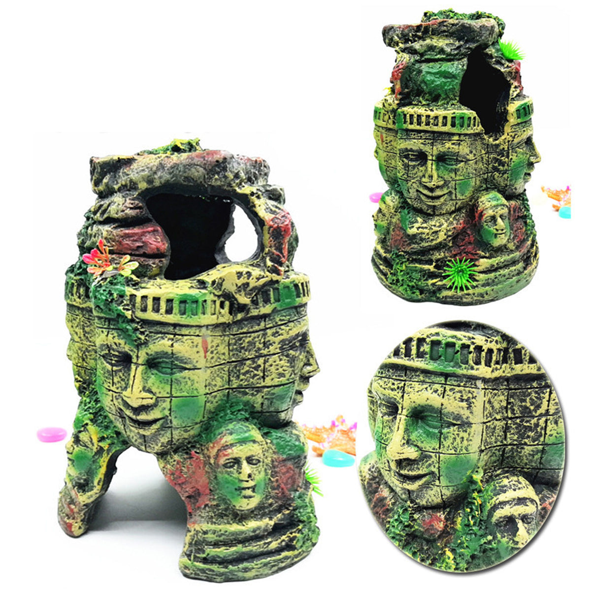 Ancient Easter Island Aquarium Ornament Resin Decoration Statue