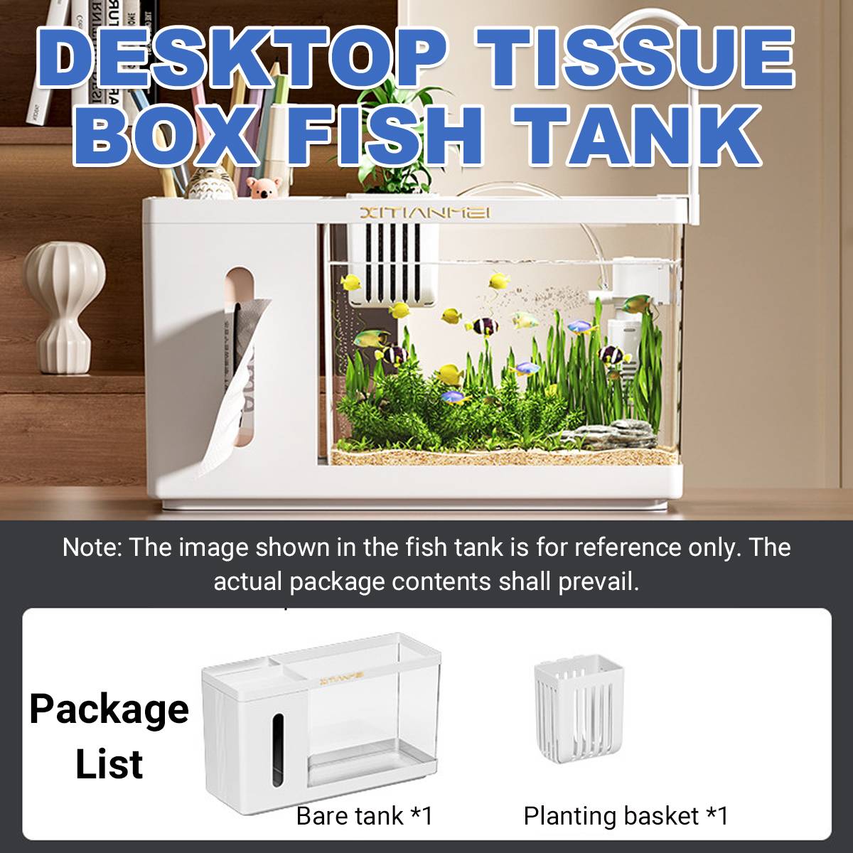 Desktop Fish Tank Tissue Box Aquarium