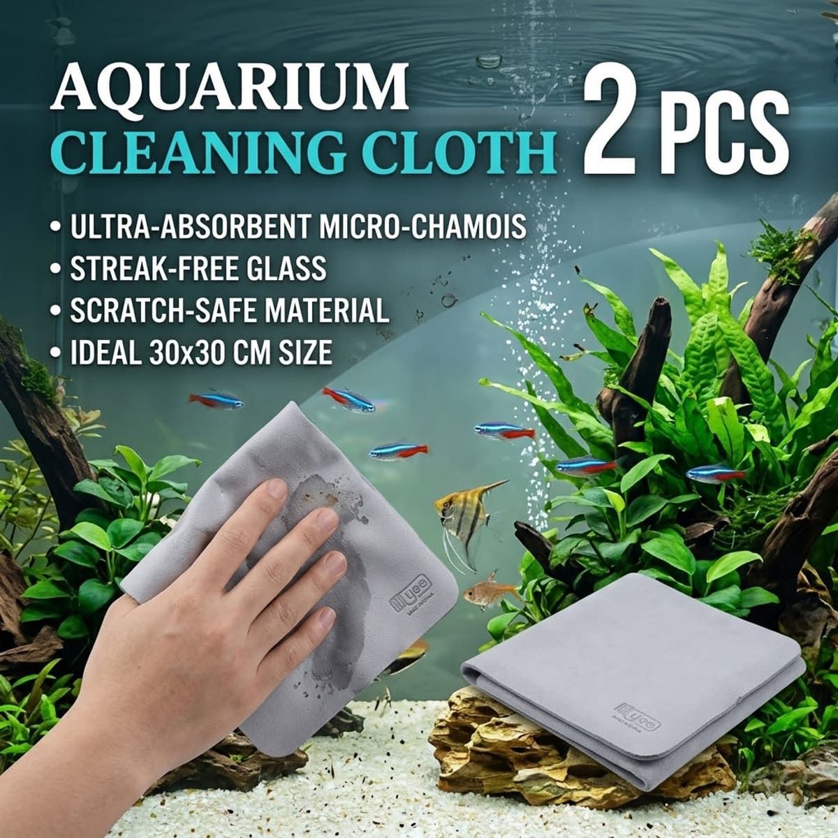 2 Pcs Aquarium Cleaning Cloths for Glass