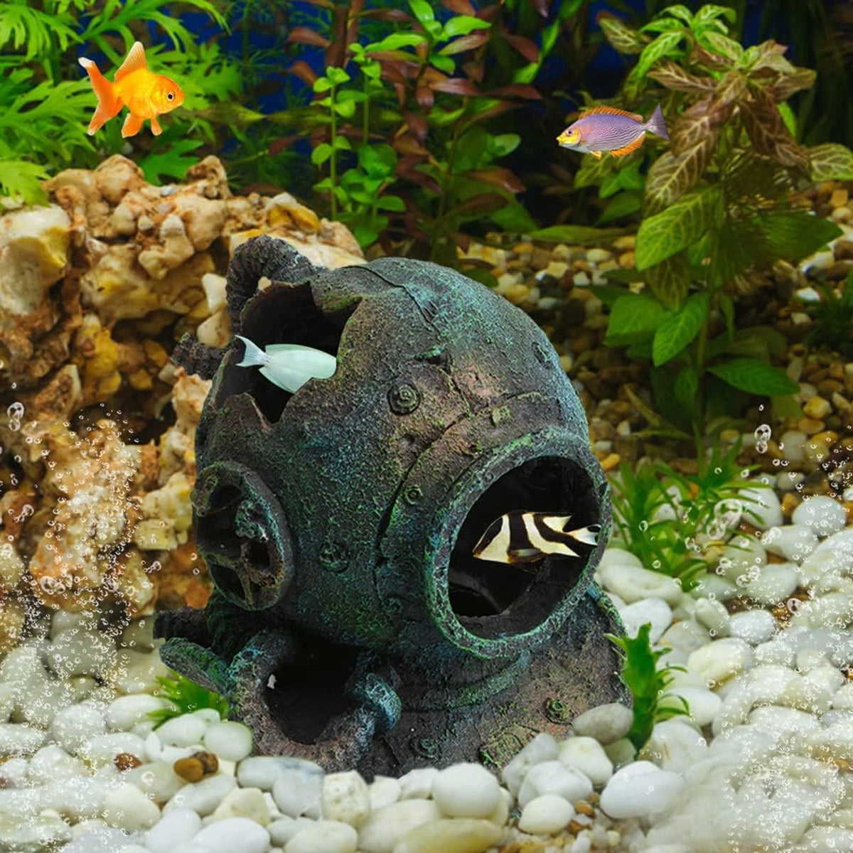 Resin Diving Helmet Aquarium Ornament