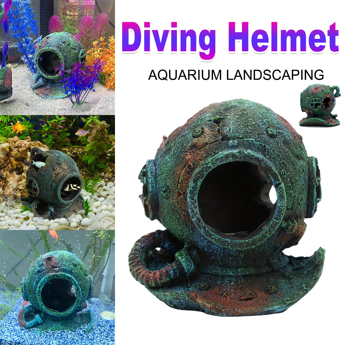Resin Diving Helmet Aquarium Ornament