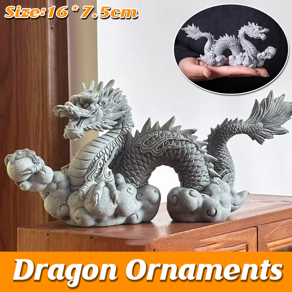 Imitation Lapis Lazuli Dragon Ornament Handcrafted Decorative Statue
