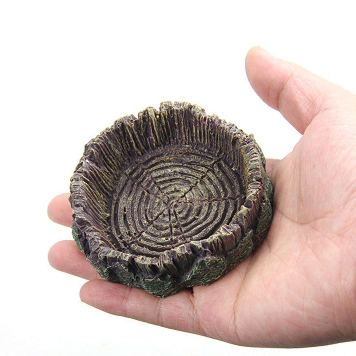 Resin Reptile Drinking Basin Wood Grain Water & Food Dish