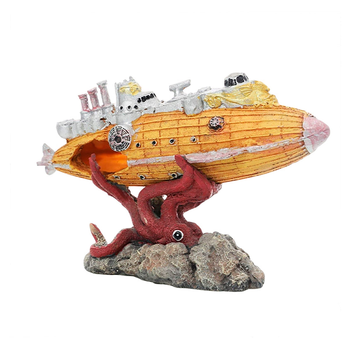 Submarine Aquarium Decoration with Octopus Design for Fish Tanks