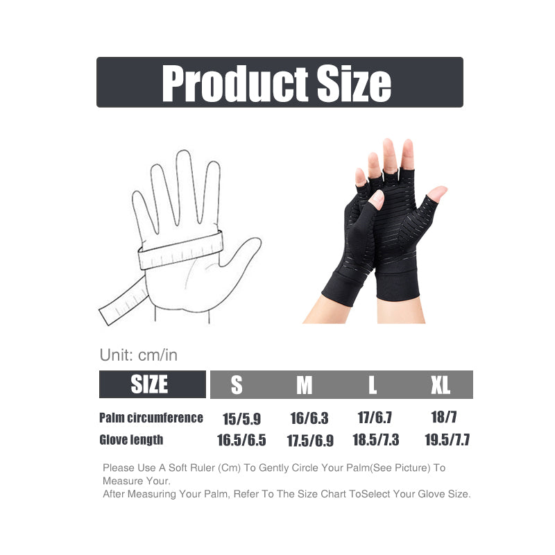 Copper Arthritis Compression Gloves Fingerless Pain Relief Support