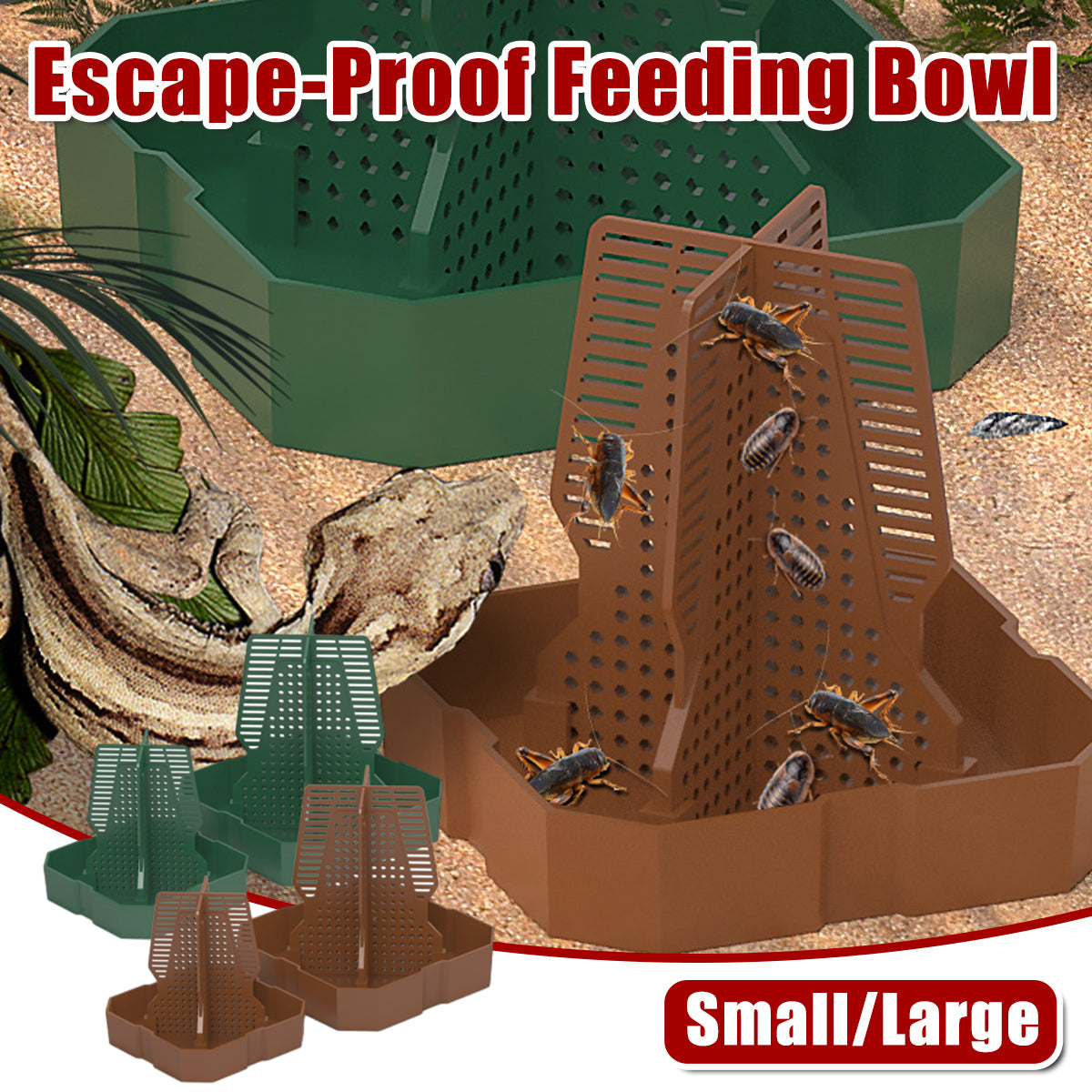 Reptile Feeding Basin Anti-Escape Cricket Feeder Bowl For Frogs & Small Pets