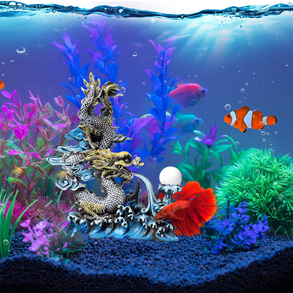 Resin Oriental Dragon Aquarium Decoration