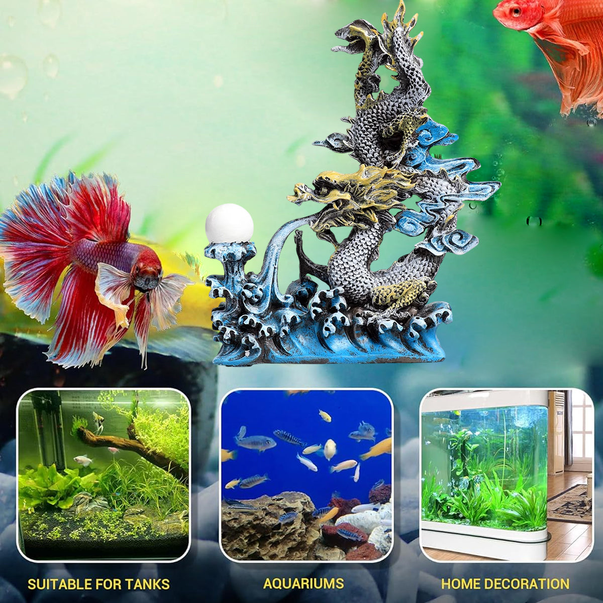 Resin Oriental Dragon Aquarium Decoration