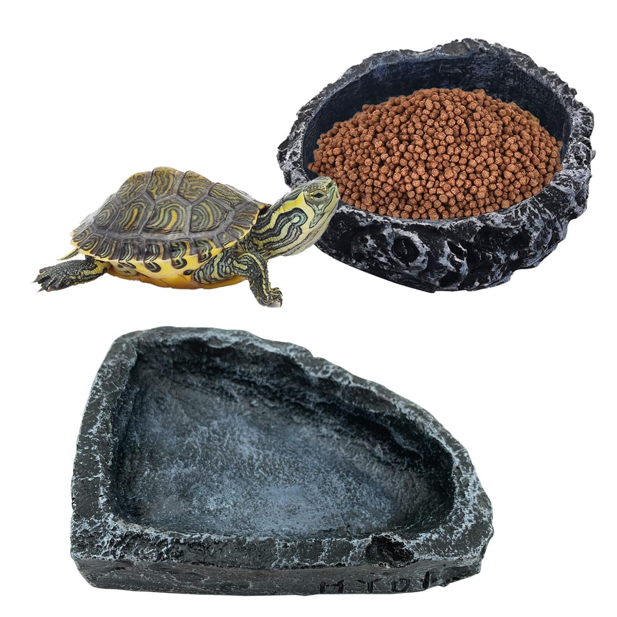 2 Pack Resin Reptile Feeding Dish Set