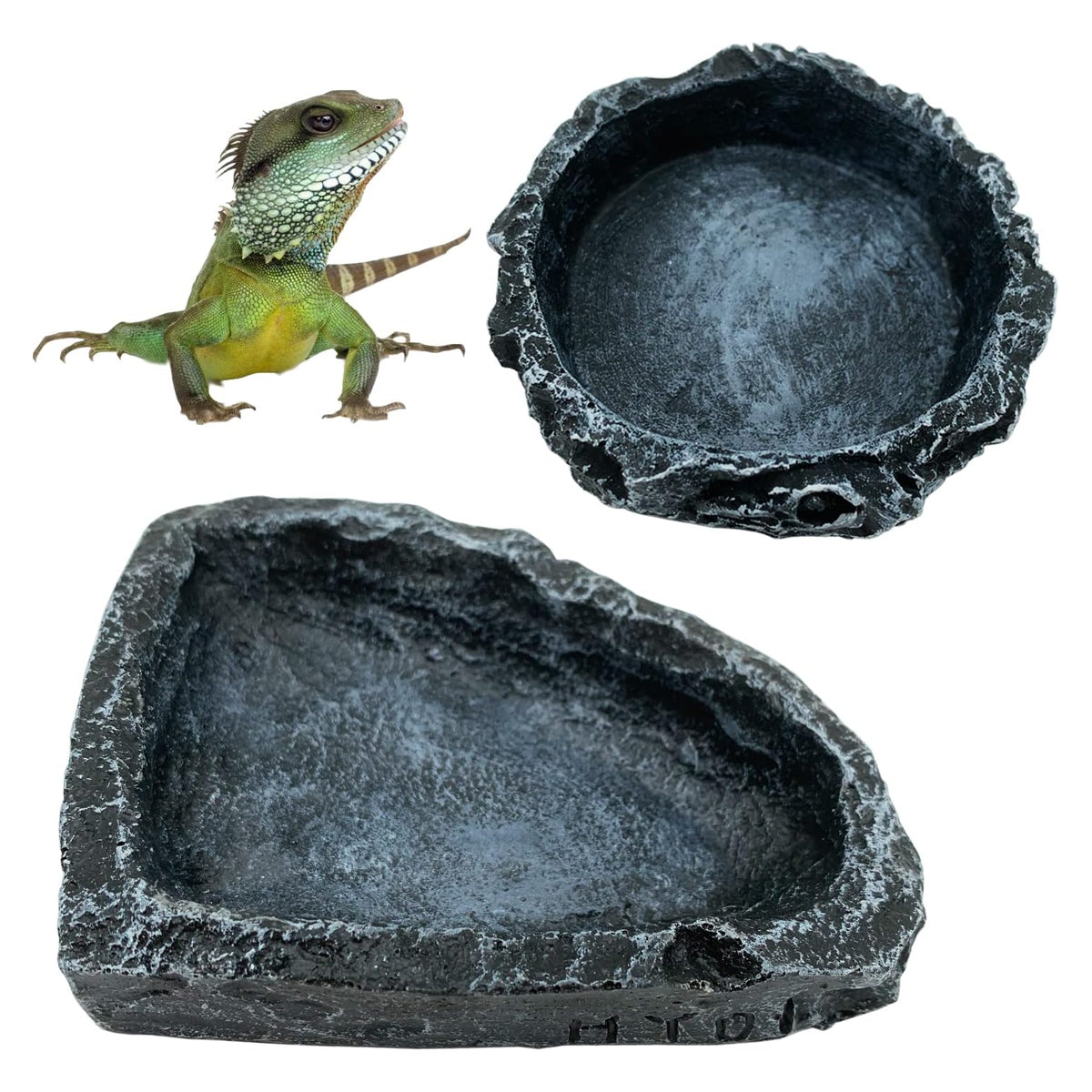 2 Pack Resin Reptile Feeding Dish Set