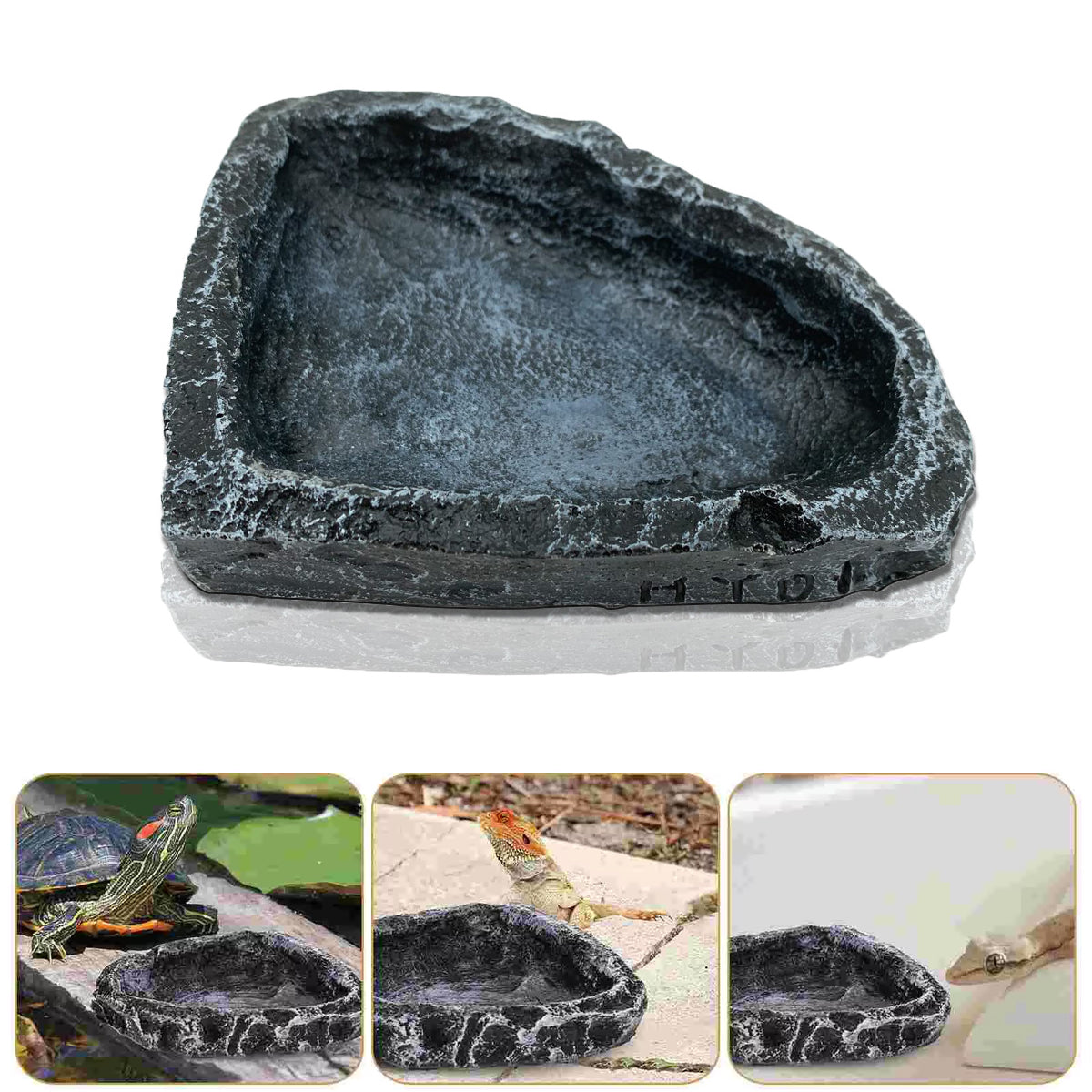 2 Pack Resin Reptile Feeding Dish Set