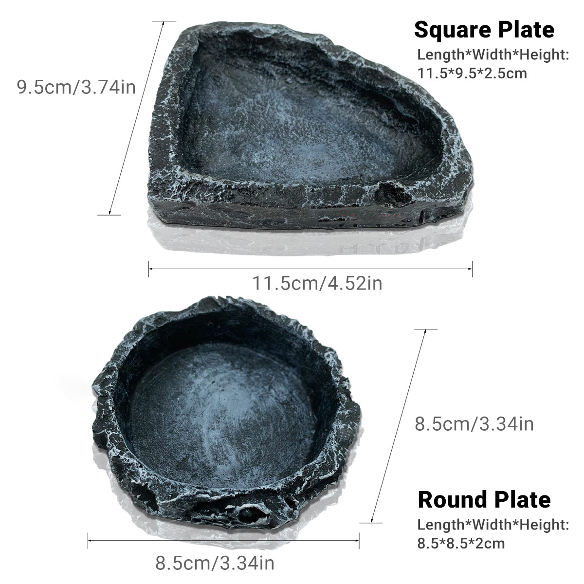 2 Pack Resin Reptile Feeding Dish Set
