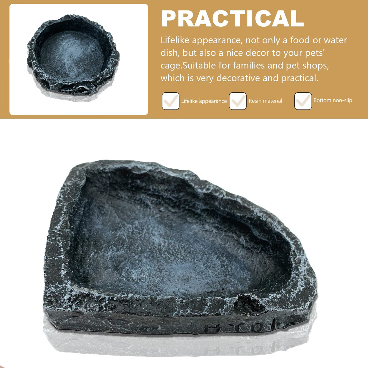 2 Pack Resin Reptile Feeding Dish Set