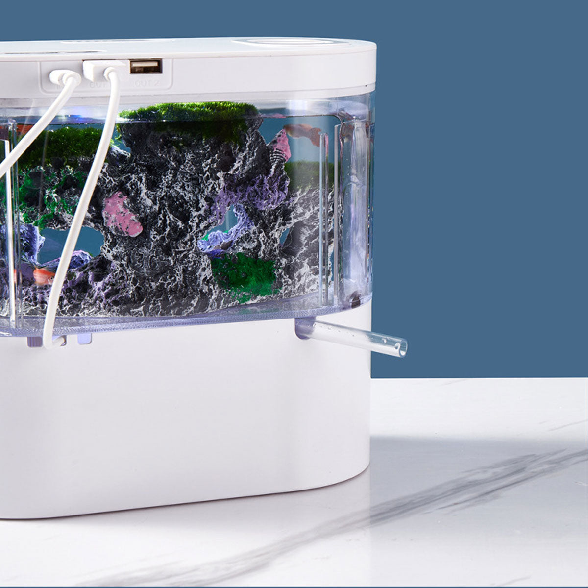Mini Self-Circulating Desktop Fish Tank with LED & Filtration