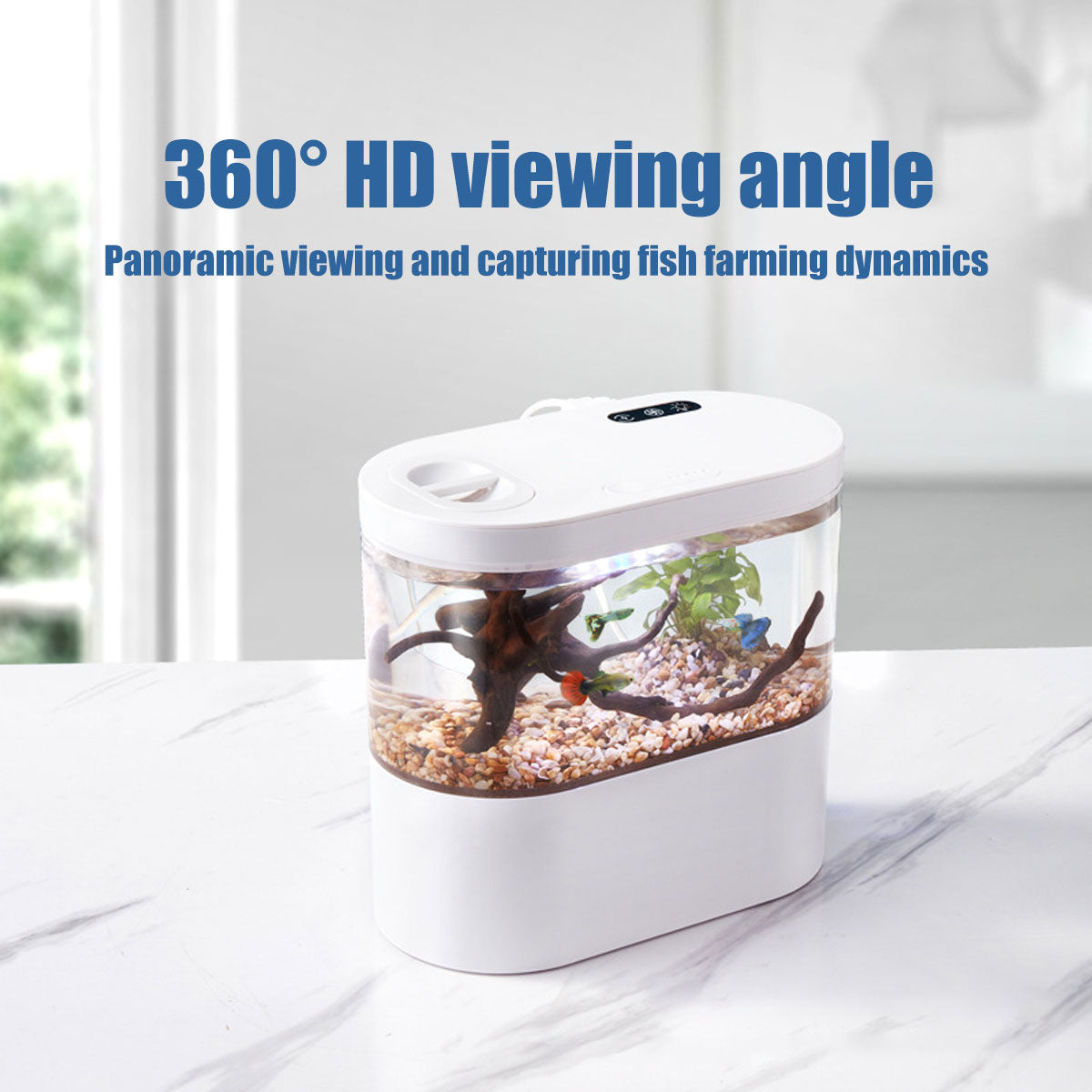 Mini Self-Circulating Desktop Fish Tank with LED & Filtration
