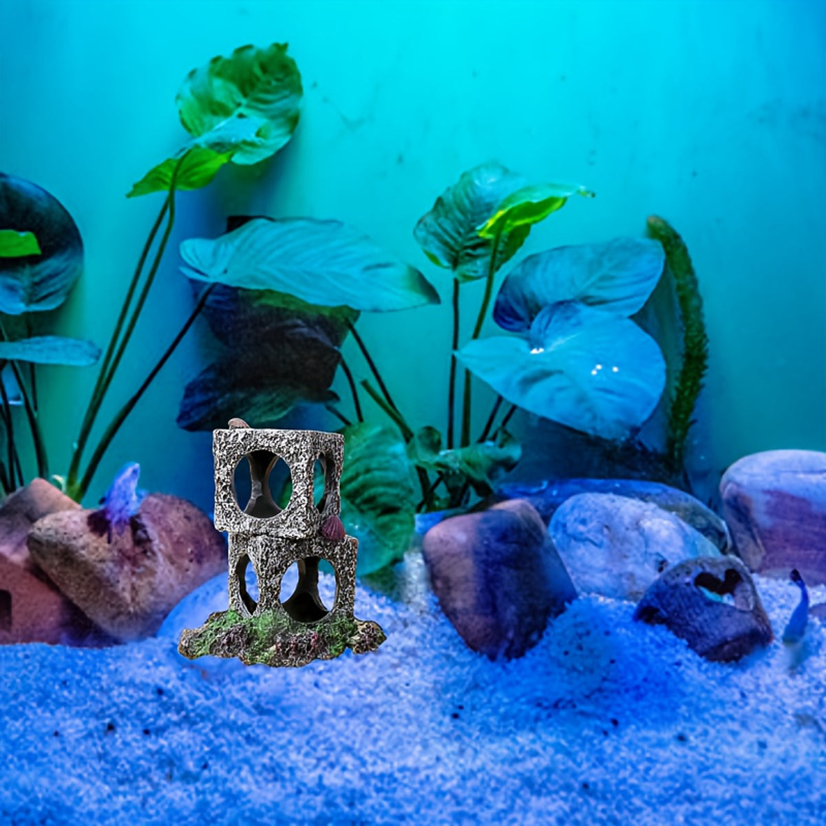 Resin Aquarium Cave Shelter With Cubes