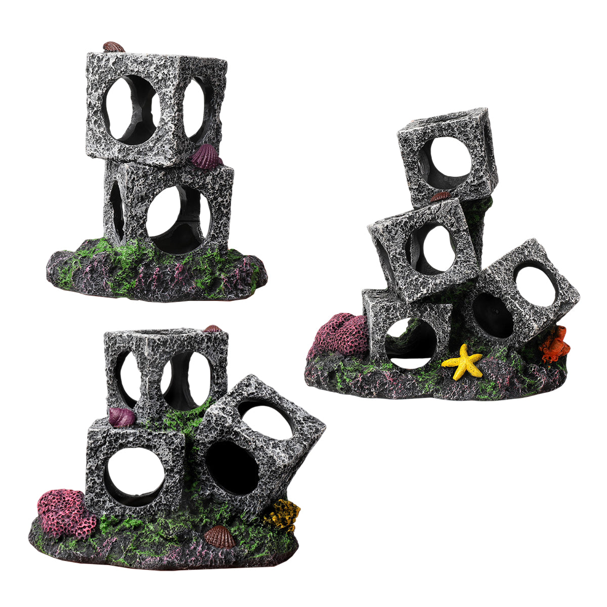 Resin Aquarium Cave Shelter With Cubes