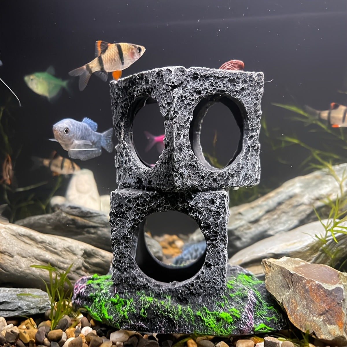 Resin Aquarium Cave Shelter With Cubes