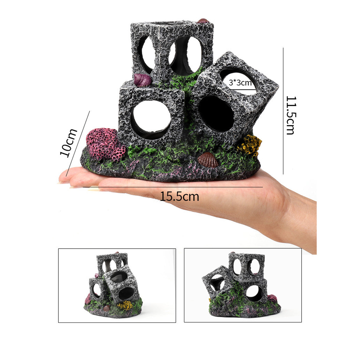Resin Aquarium Cave Shelter With Cubes