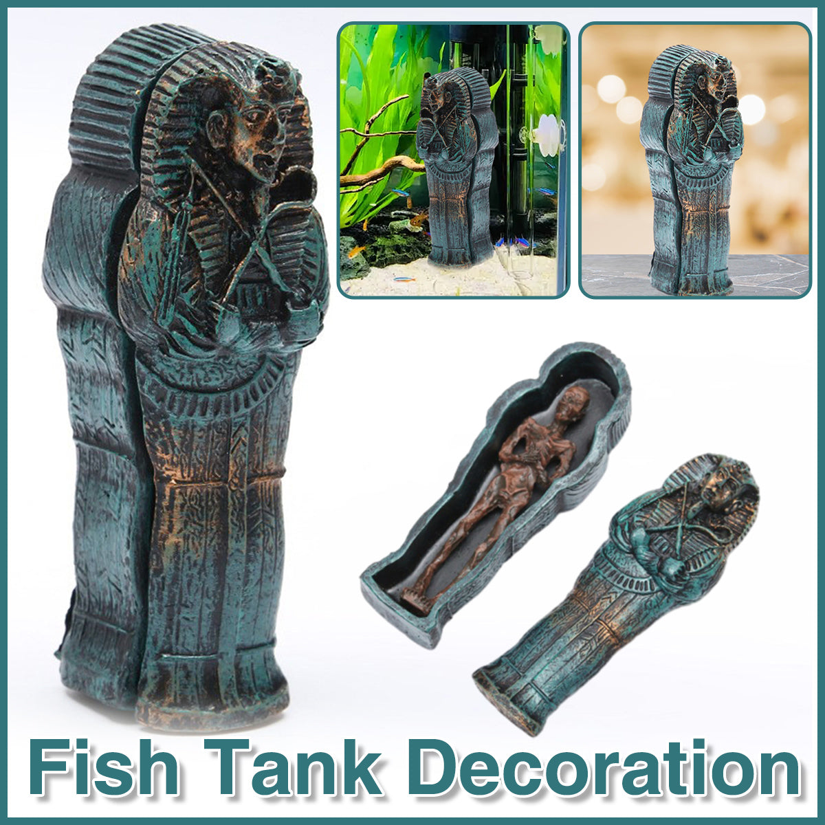 Mummy Resin Aquarium Decoration Unique Fish Tank Ornament