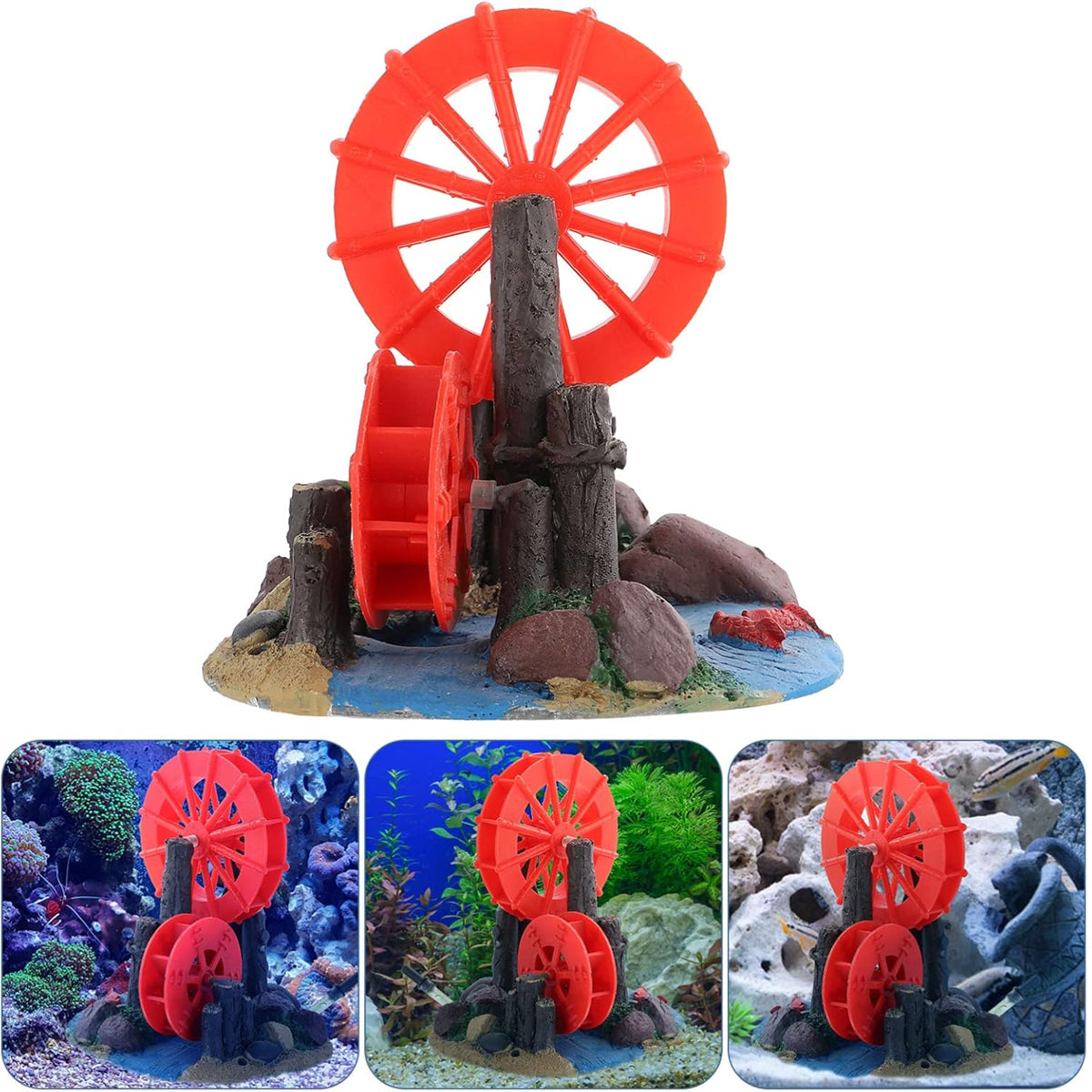 Aquarium Windmill Decoration Resin Gear Wheel Ornament