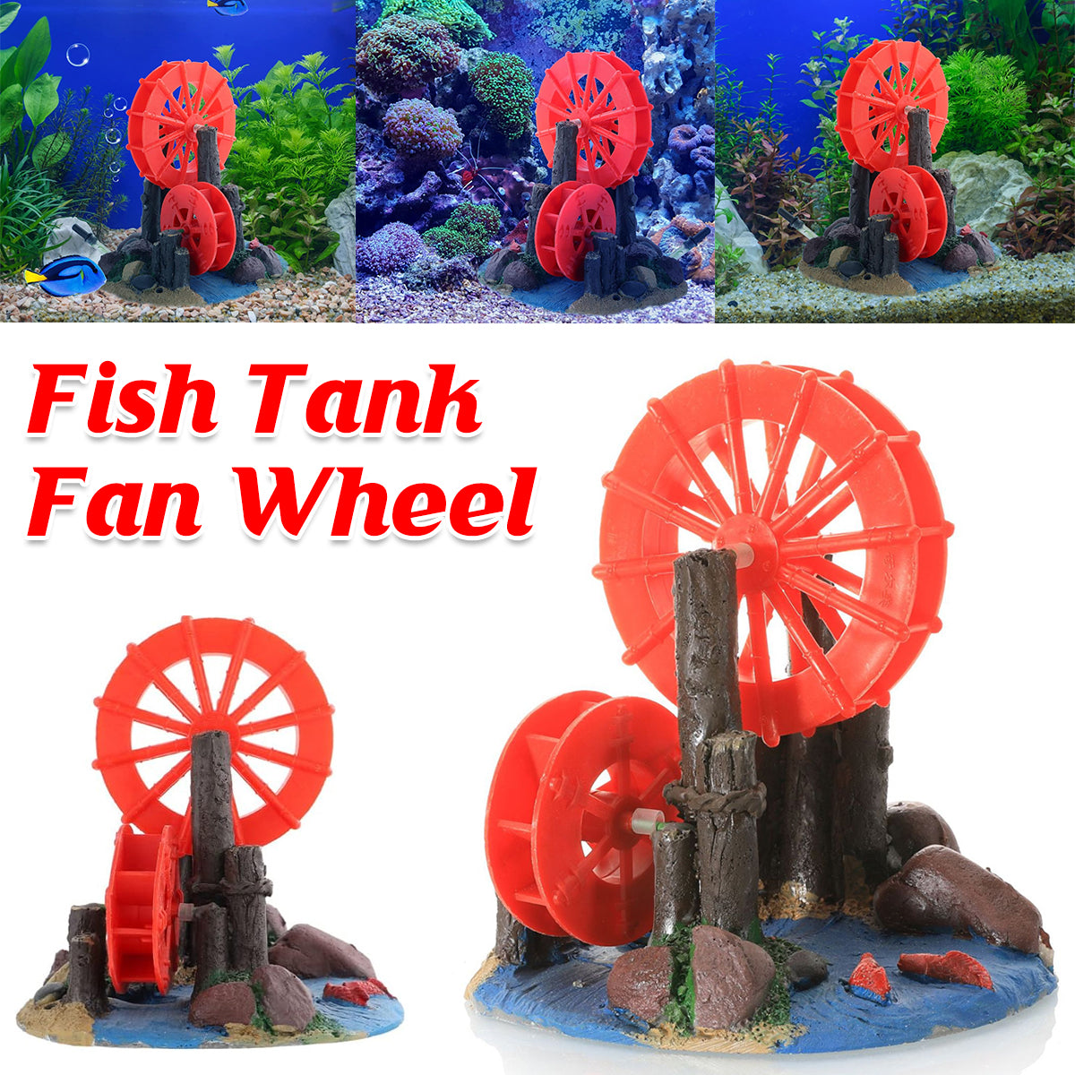 Aquarium Windmill Decoration Resin Gear Wheel Ornament