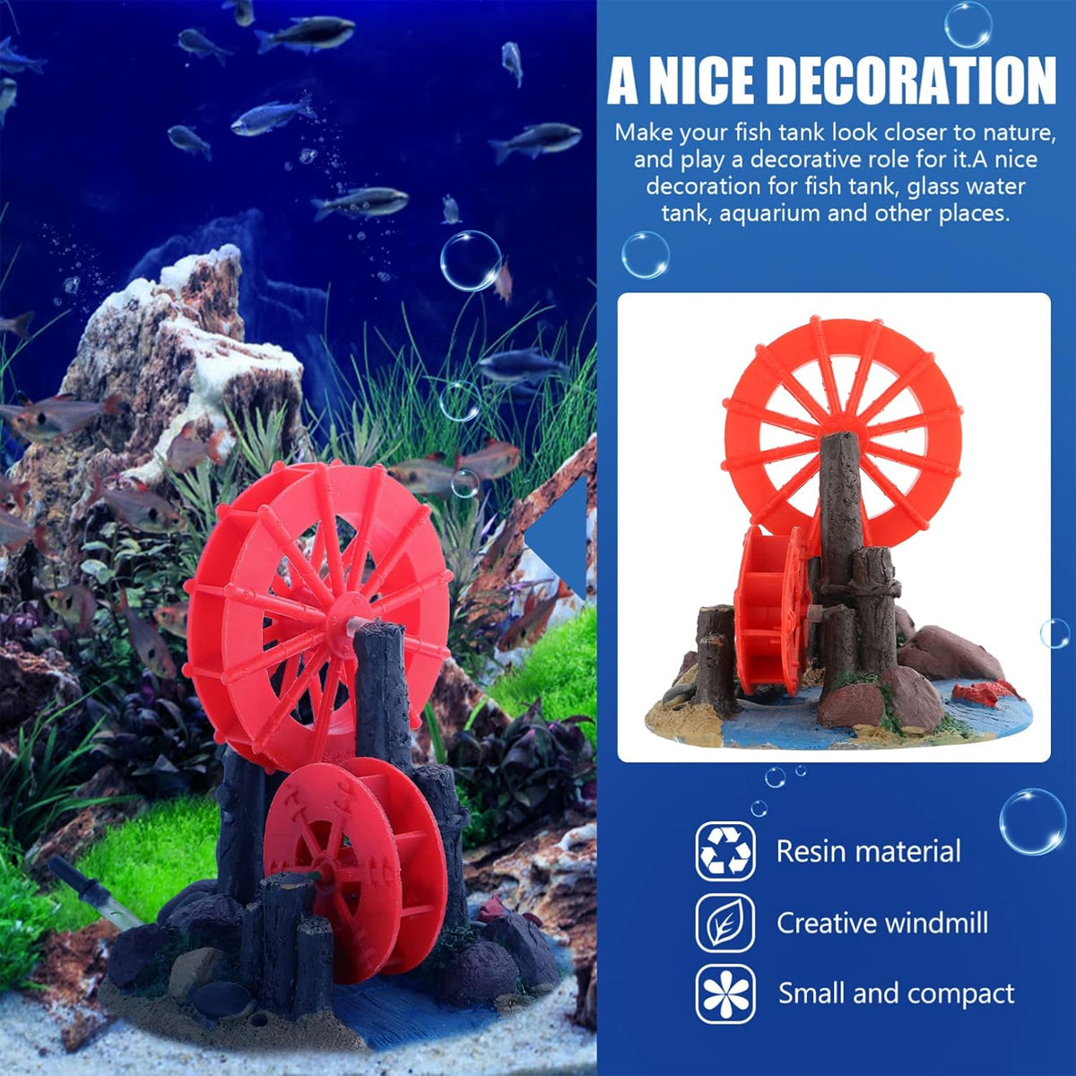 Aquarium Windmill Decoration Resin Gear Wheel Ornament