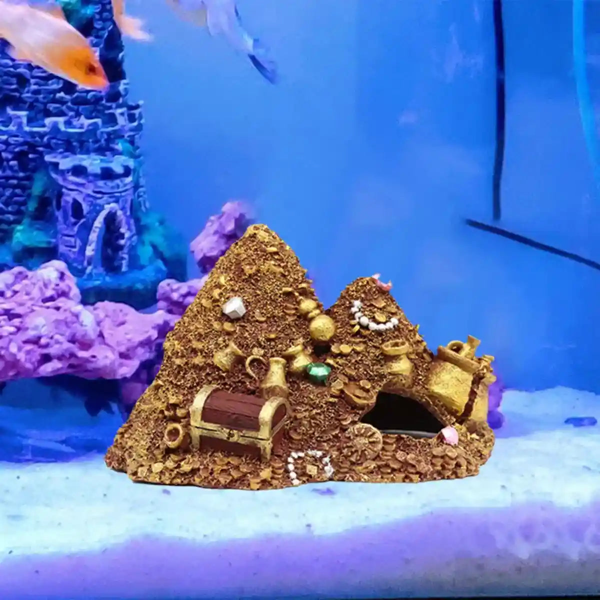 Gold Mountain Aquarium Ornament Treasure Cave Decoration