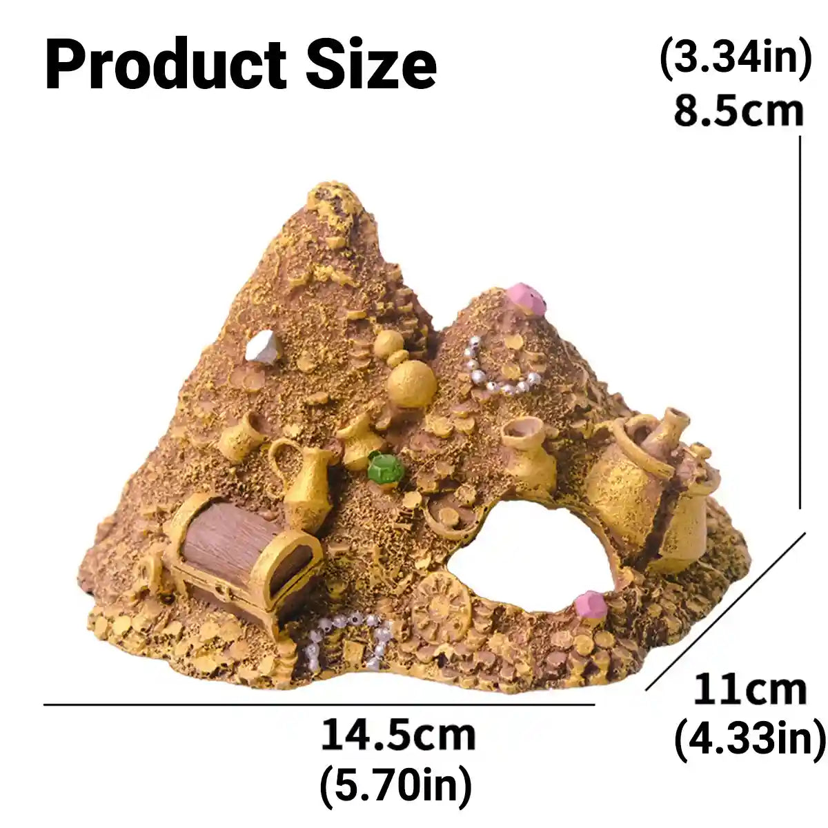 Gold Mountain Aquarium Ornament Treasure Cave Decoration
