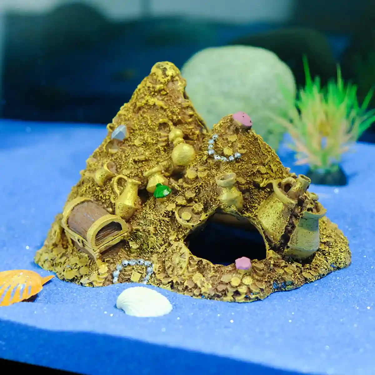 Gold Mountain Aquarium Ornament Treasure Cave Decoration