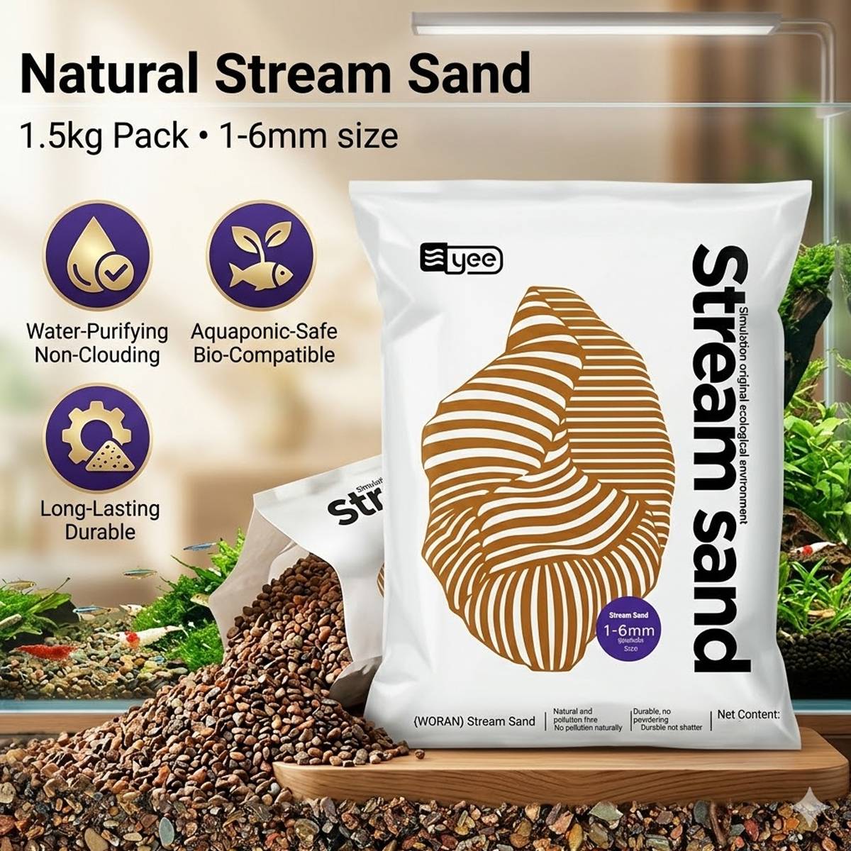 Yee Natural Stream Sand for Aquarium Substrate