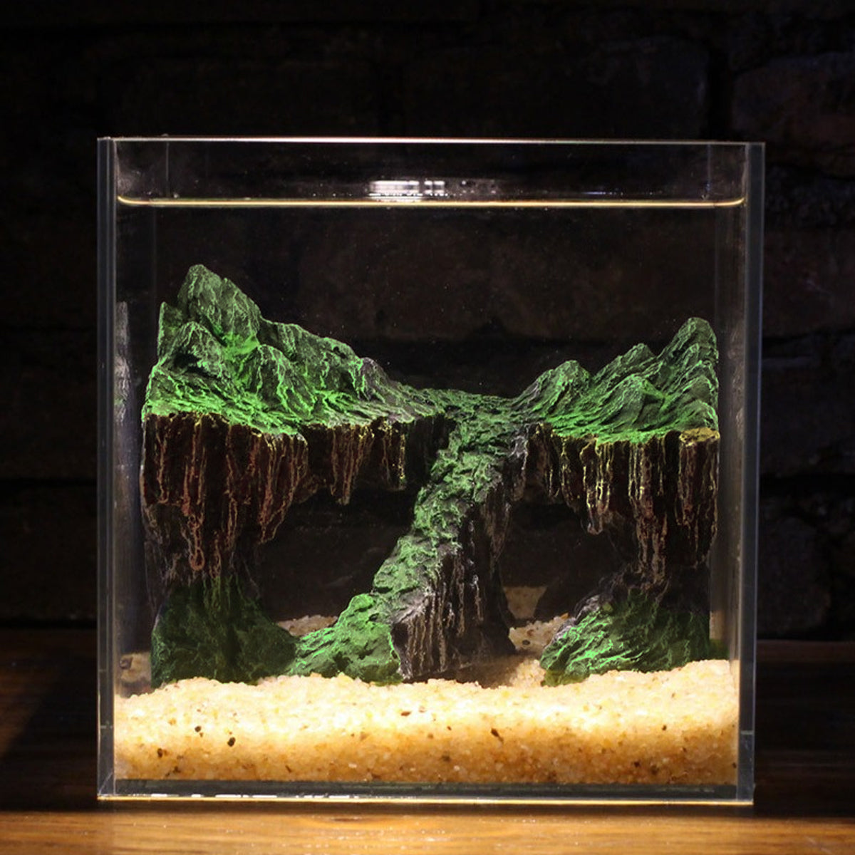 Resin Aquarium Ornament Natural Decorative Rock With Moss For Fish Tanks