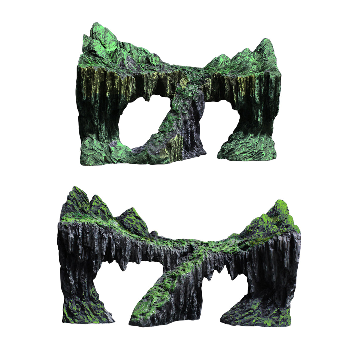 Resin Aquarium Ornament Natural Decorative Rock With Moss For Fish Tanks