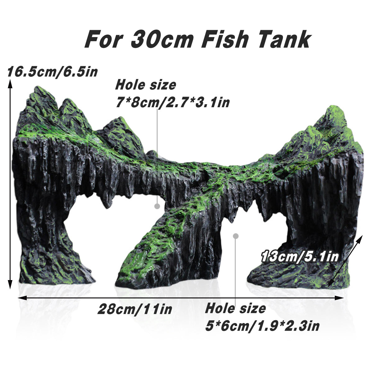 Resin Aquarium Ornament Natural Decorative Rock With Moss For Fish Tanks
