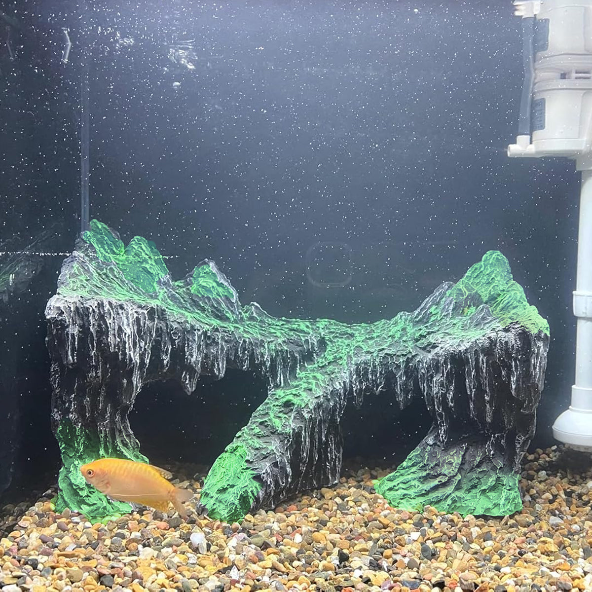 Resin Aquarium Ornament Natural Decorative Rock With Moss For Fish Tanks