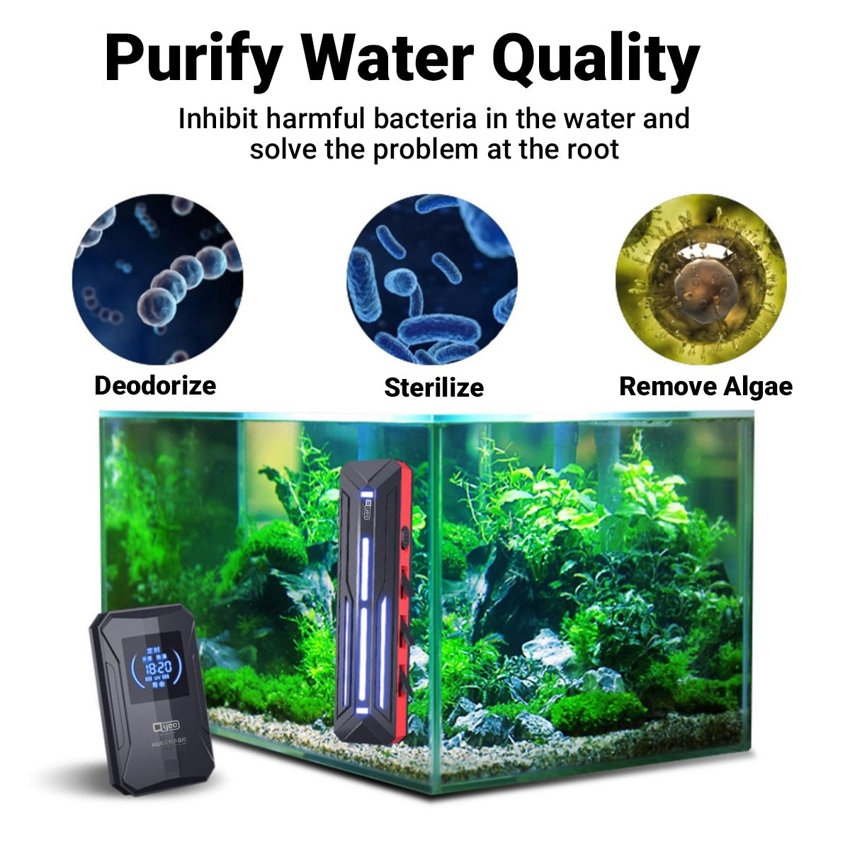 UV Germicidal Lamp for Aquarium Digital Timer Sterilizer 15W 20W