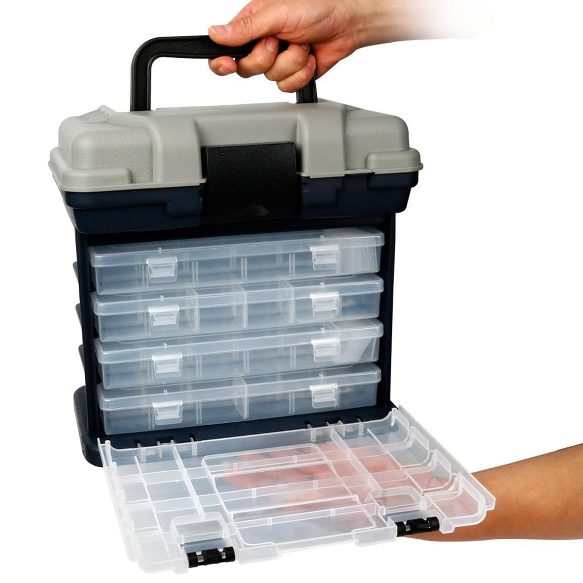 4-Tray Fishing Tackle Box with Handle Portable Gear Organizer