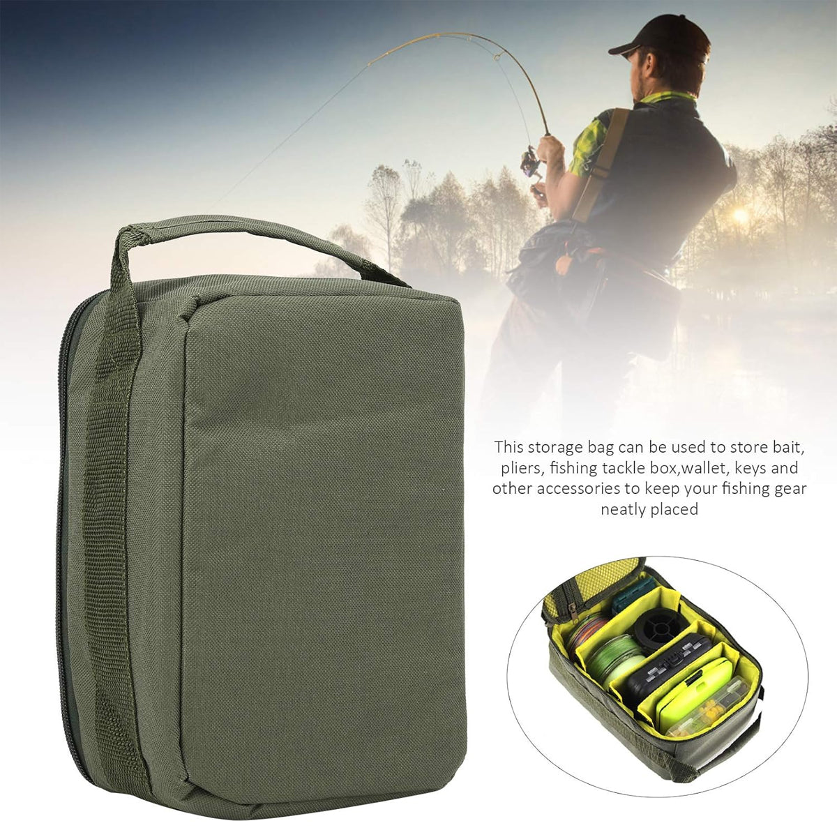 Fishing Gear Bag Portable Bait Storage Tackle Organizer Fishing Line Carry Case