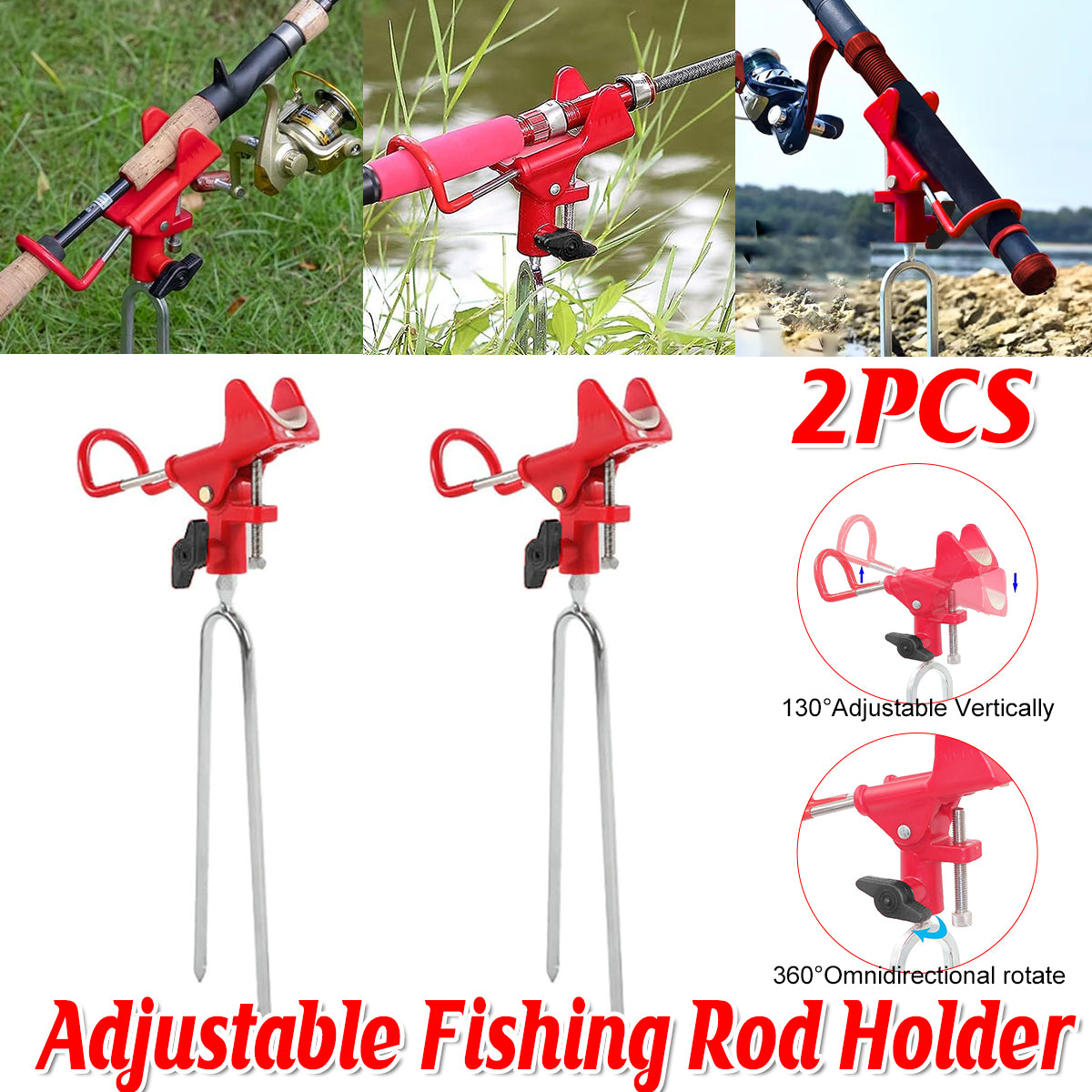 Adjustable Fishing Rod Holders With Luminous Pads (2 Pack)