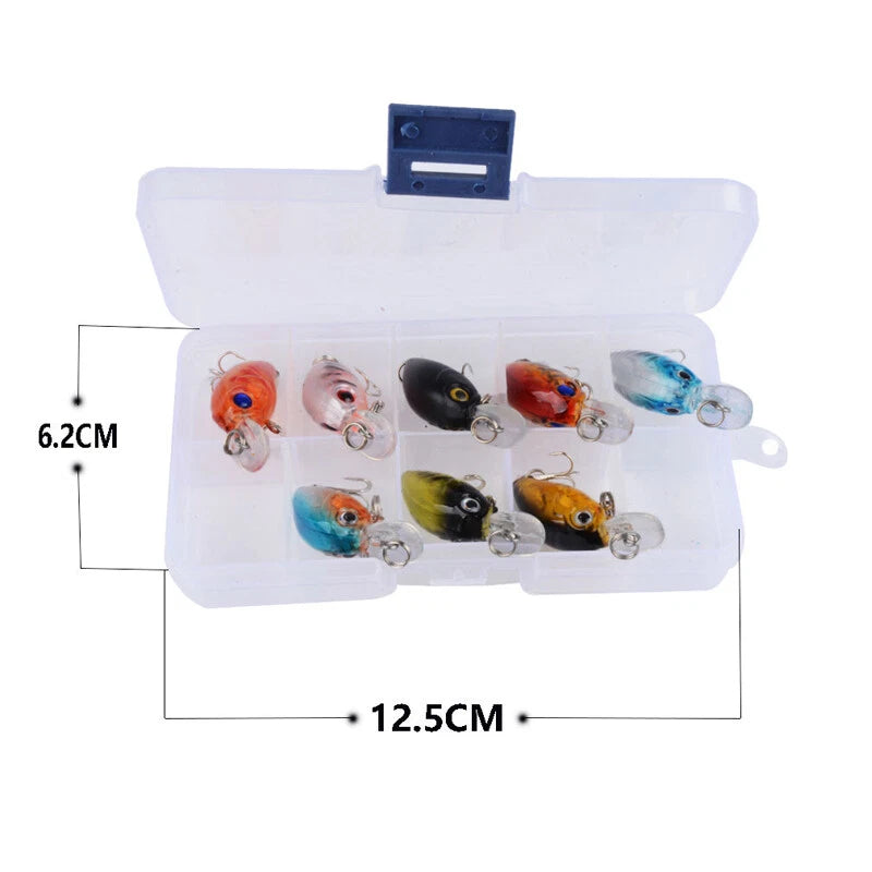 8pcs Crankbait Fishing Lures With Steel Ball & 3D Eyes