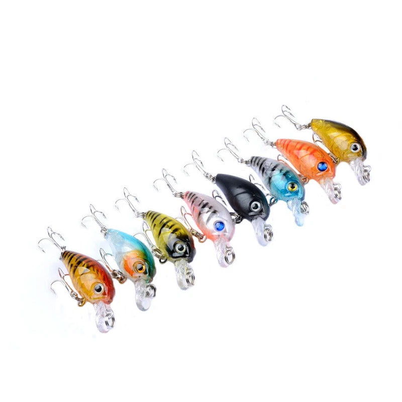 8pcs Crankbait Fishing Lures With Steel Ball & 3D Eyes