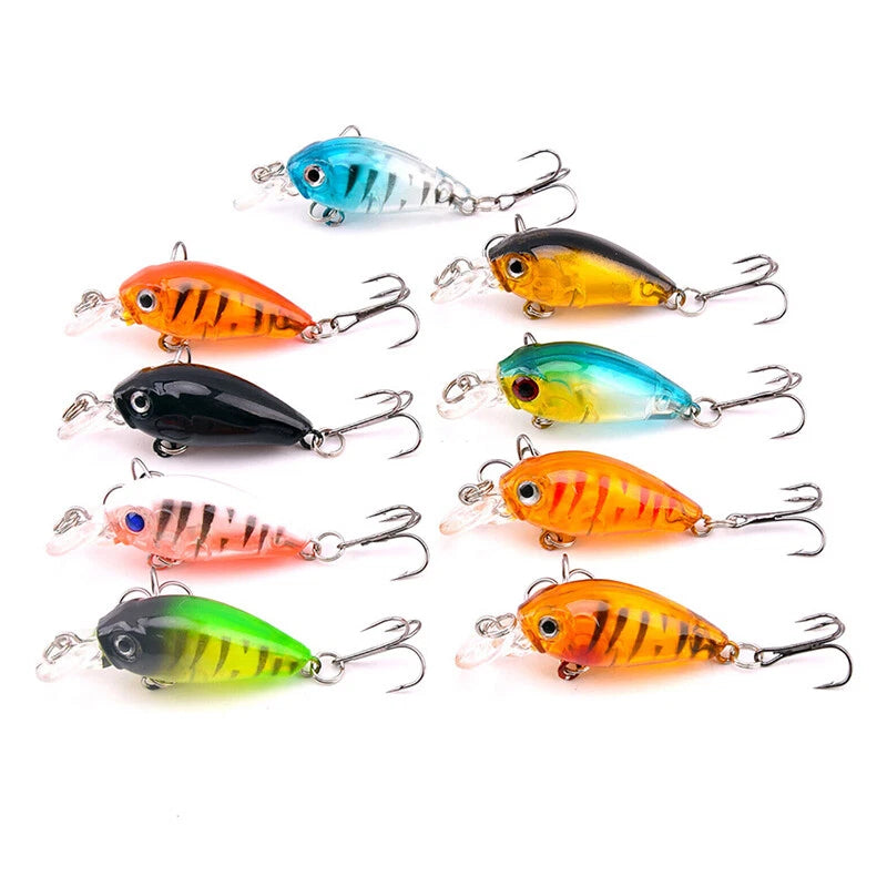 8pcs Crankbait Fishing Lures With Steel Ball & 3D Eyes