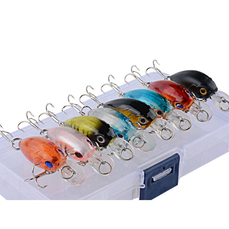 8pcs Crankbait Fishing Lures With Steel Ball & 3D Eyes