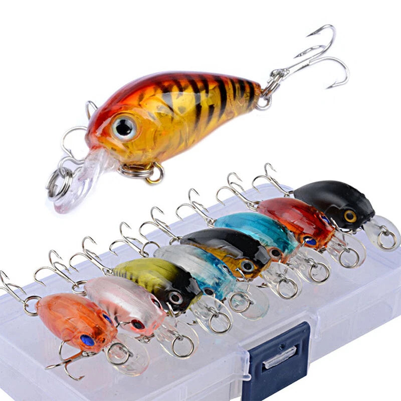 8pcs Crankbait Fishing Lures With Steel Ball & 3D Eyes