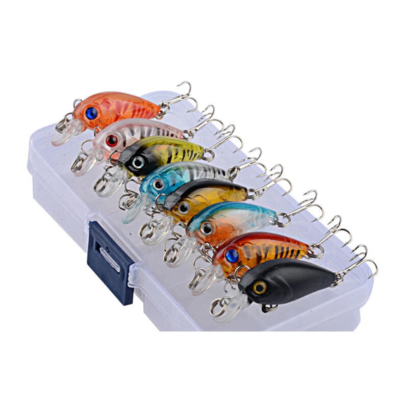 8pcs Crankbait Fishing Lures With Steel Ball & 3D Eyes