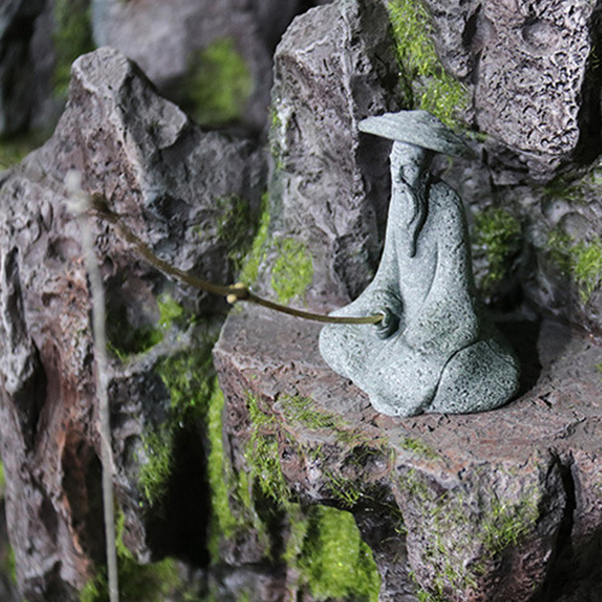 Fishing Man Ornament Statue Aesthetic Durable for Aquarium Fish Tank Decor Use