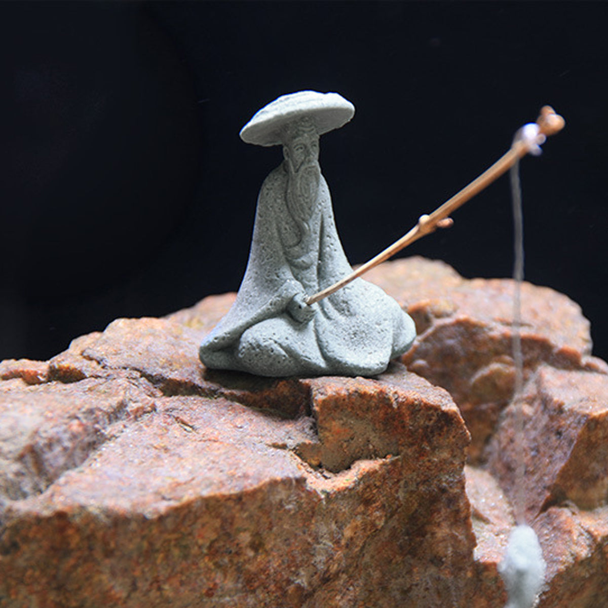 Fishing Man Ornament Statue Aesthetic Durable for Aquarium Fish Tank Decor Use