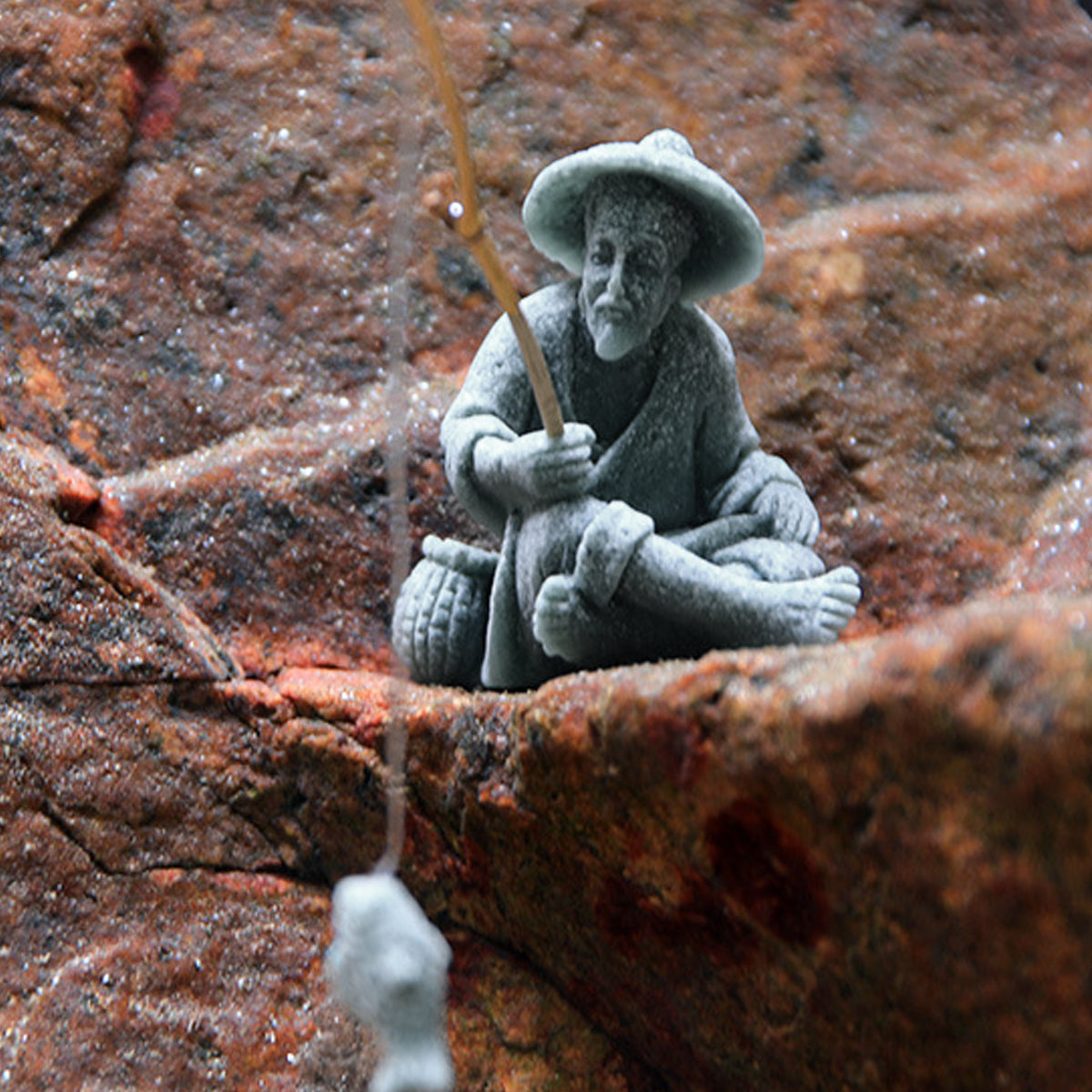 Fishing Man Ornament Statue Aesthetic Durable for Aquarium Fish Tank Decor Use