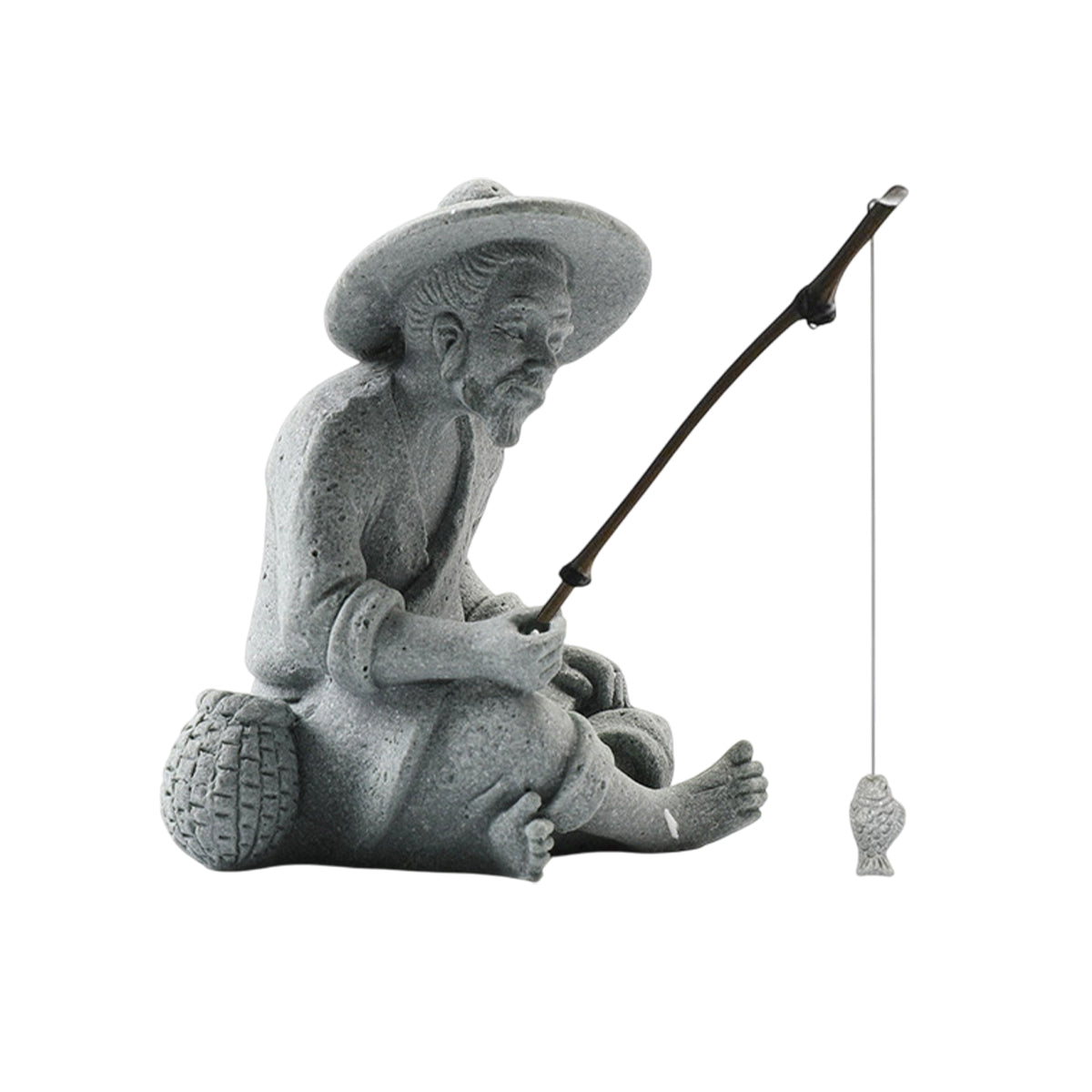 Fishing Man Ornament Statue Aesthetic Durable for Aquarium Fish Tank Decor Use